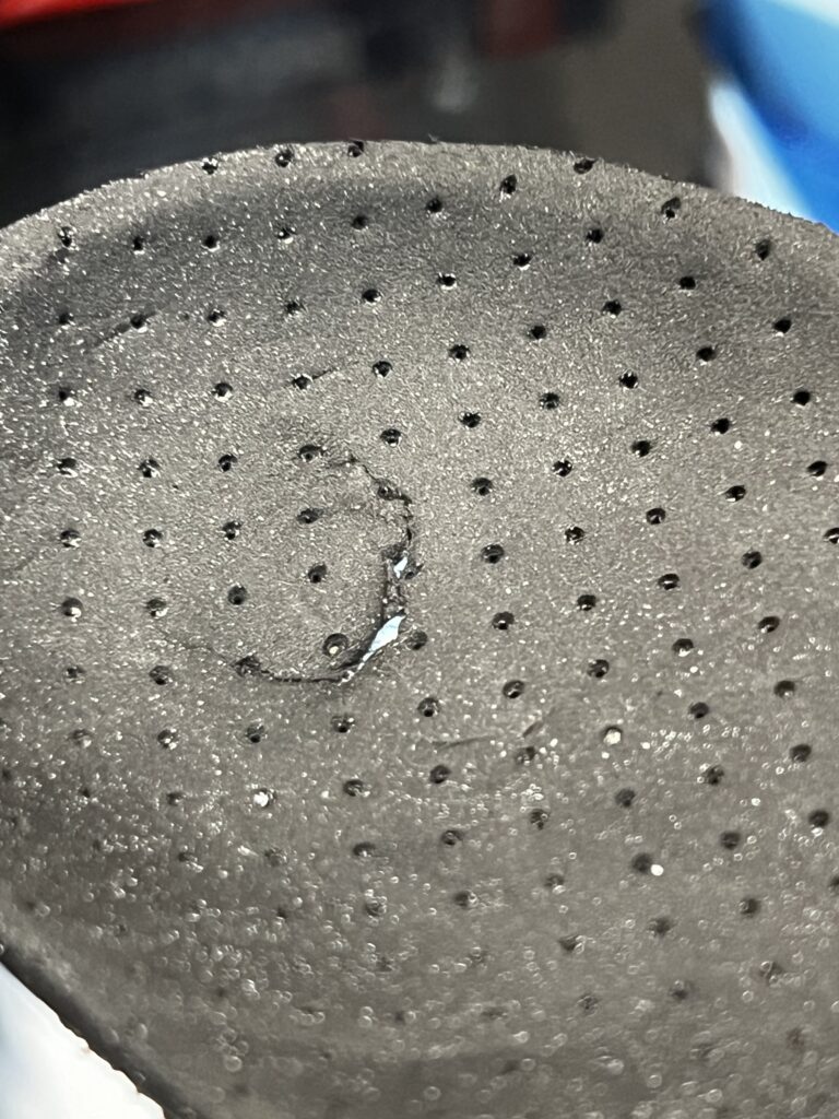 orthotic cover damaged by shoe horn use