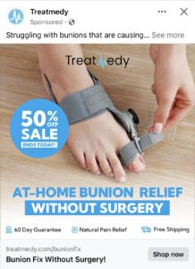 advert image for a quick fix for bunions