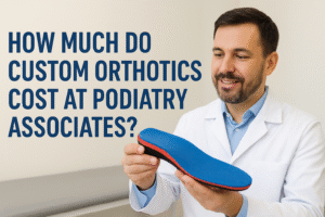 podiatrist looking at custom orthotic